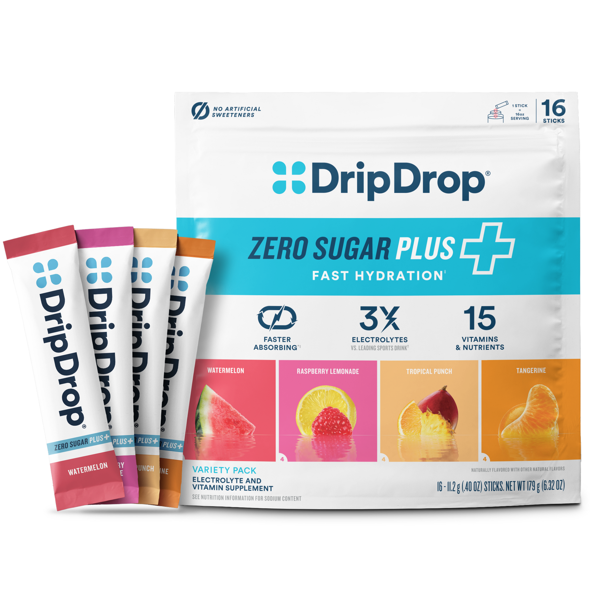 dripdrop-zero-sugar-plus-watermelon-tangerine-tropical-punch-raspberry-lemonade-16-oz-sticks-16-count-a3 Pouch_16ct_Front16ozSticks_VSPlus_Variety_A.png